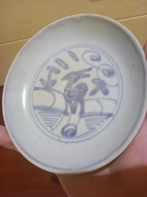 古玩陶瓷明代 鹿紋青花盤拍賣,當前價格999元
