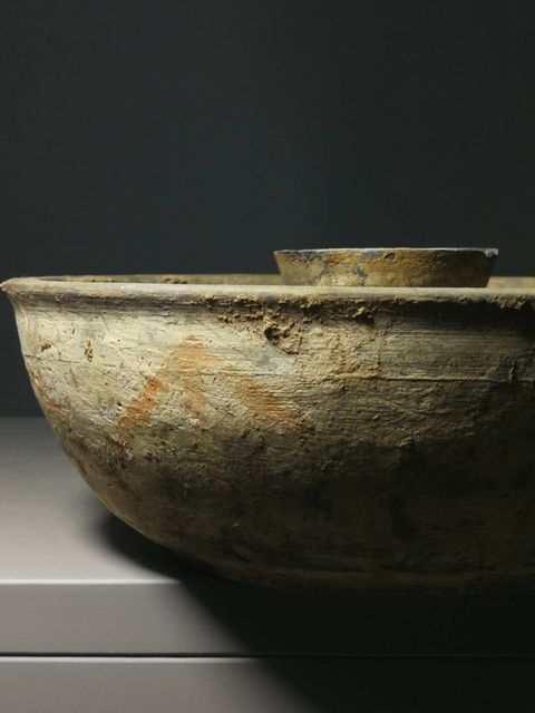 古玩陶瓷西晉七子彩繪仰蓮紋陶燈（少見）拍賣，當(dāng)前價(jià)格3999元