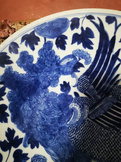 古玩陶瓷道光青花鳳紋盤拍賣，當前價格8888元