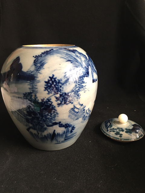 古玩陶瓷清代.山水紋青花罐拍賣，當前價格3800元