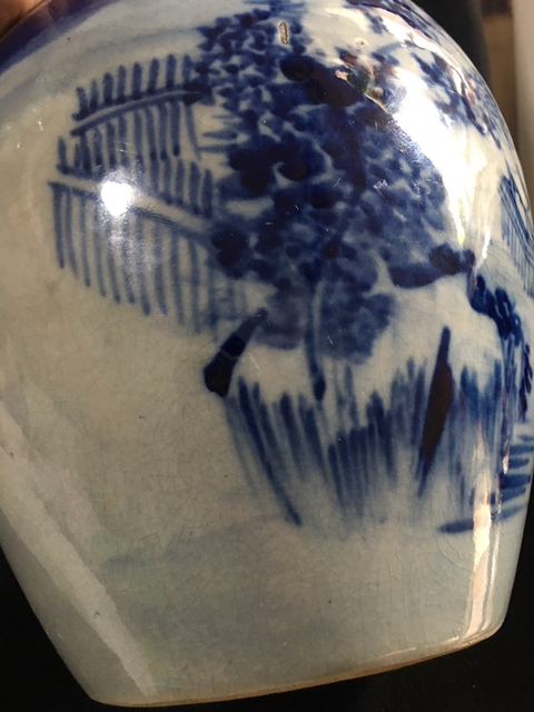 古玩陶瓷清代.山水紋青花罐拍賣，當前價格3800元