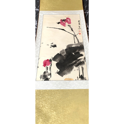古玩字畫北京美術(shù)協(xié)會(huì)郭守夷繪大寫意水墨荷花圖軸拍賣，當(dāng)前價(jià)格398元