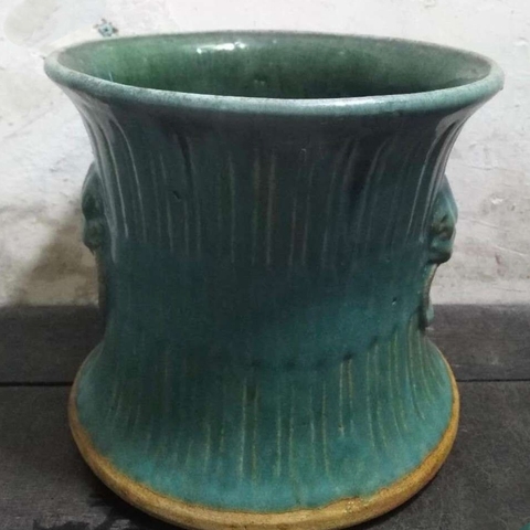 古玩陶瓷綠釉獸耳銜環尊拍賣，當前價格1666元