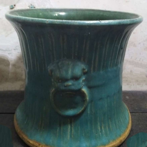 古玩陶瓷綠釉獸耳銜環尊拍賣，當前價格1666元