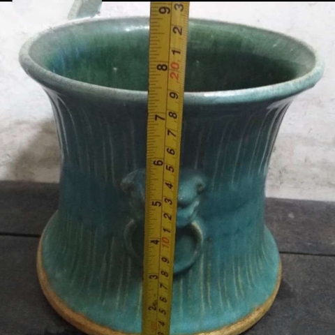 古玩陶瓷綠釉獸耳銜環尊拍賣，當前價格1666元