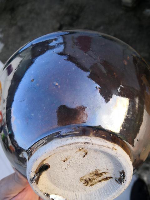 古玩陶瓷疊燒醬釉碗拍賣，當前價格188元