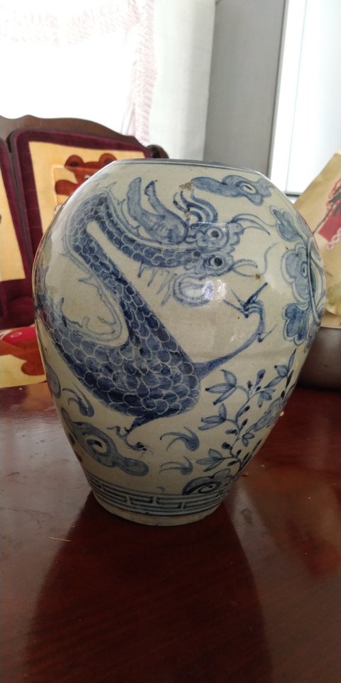 古玩陶瓷明代雙龍戲珠紋罐拍賣(mài)，當(dāng)前價(jià)格2880元