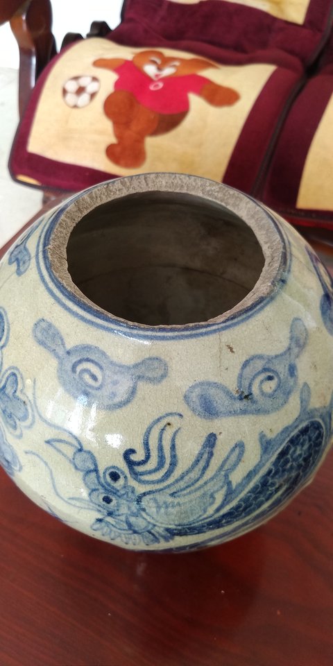 古玩陶瓷明代雙龍戲珠紋罐拍賣(mài)，當(dāng)前價(jià)格2880元