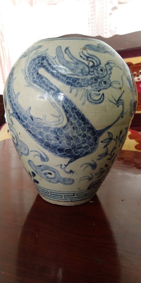 古玩陶瓷明代雙龍戲珠紋罐拍賣(mài)，當(dāng)前價(jià)格2880元