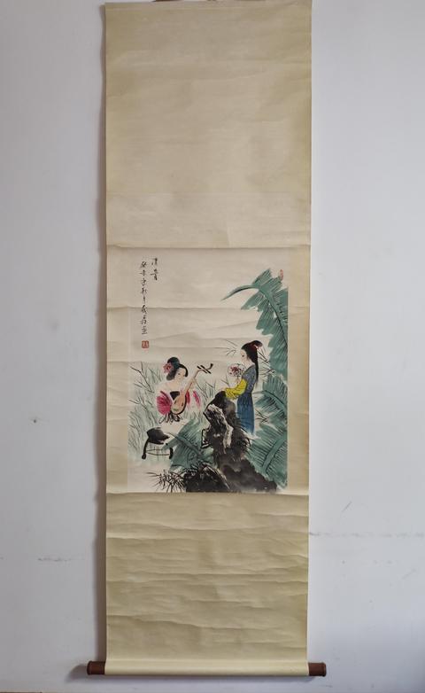 古玩字畫著名畫家蓋茂森仕女圖立軸拍賣,當前價格1500元