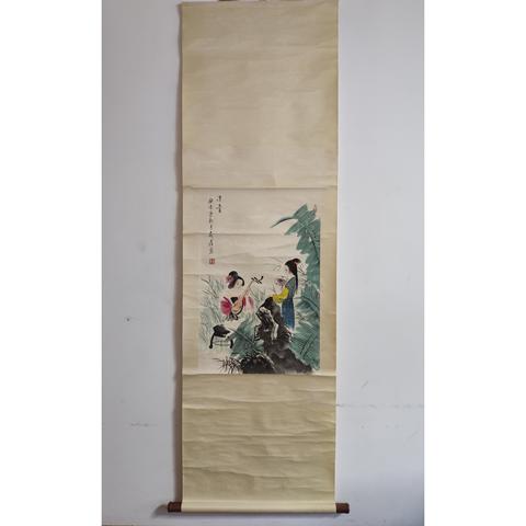 古玩字畫著名畫家蓋茂森仕女圖立軸拍賣,當前價格1500元