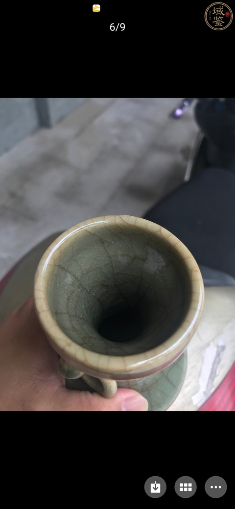 古玩陶瓷郎綠釉象耳銜環盤口瓶拍賣，當前價格13800元