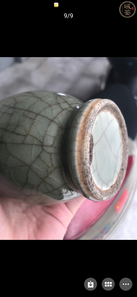 古玩陶瓷郎綠釉象耳銜環盤口瓶拍賣，當前價格13800元