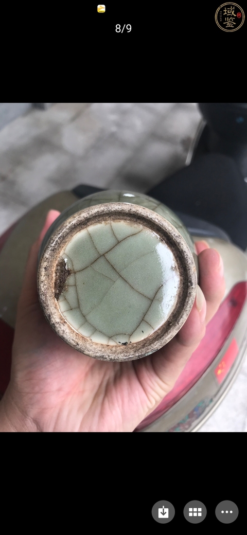 古玩陶瓷郎綠釉象耳銜環盤口瓶拍賣，當前價格13800元