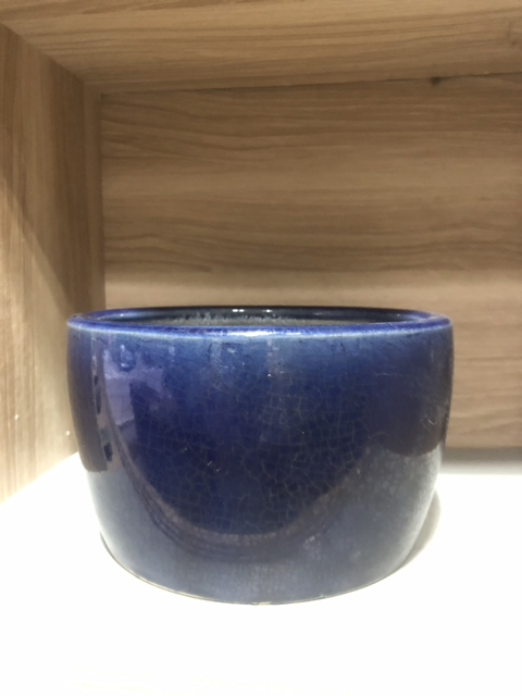 古玩陶瓷【望月樓】民國藍釉筒式香爐拍賣,當前價格1200元