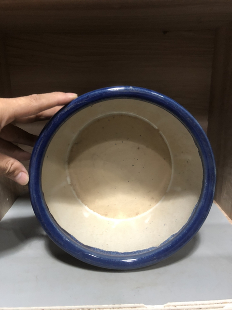 古玩陶瓷【望月樓】民國藍釉筒式香爐拍賣,當前價格1200元