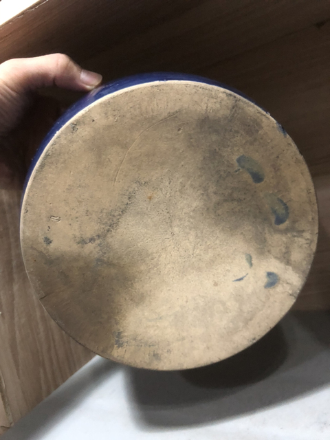 古玩陶瓷【望月樓】民國藍釉筒式香爐拍賣,當前價格1200元