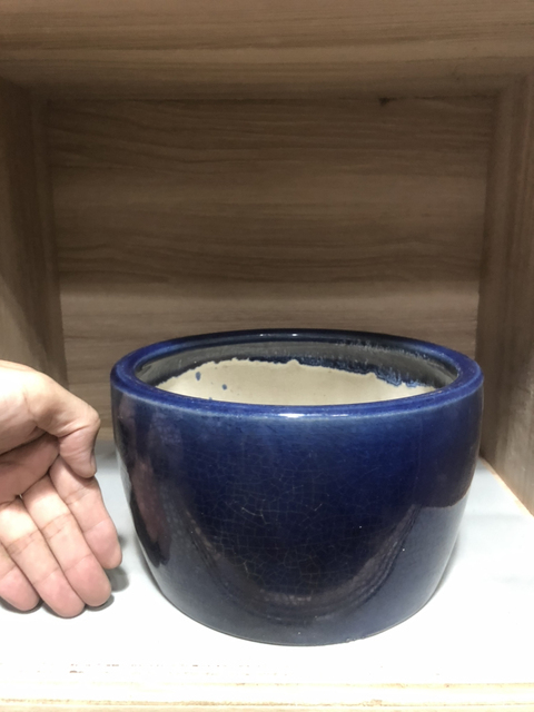古玩陶瓷【望月樓】民國藍釉筒式香爐拍賣,當前價格1200元