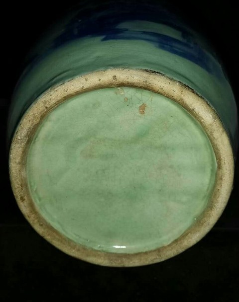 古玩陶瓷清代山水紋青花雙耳撇口瓶拍賣,當前價格2980元
