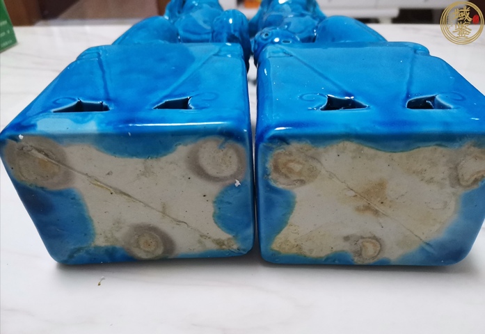古玩陶瓷孔雀藍釉獅子一對拍賣,當前價格999元