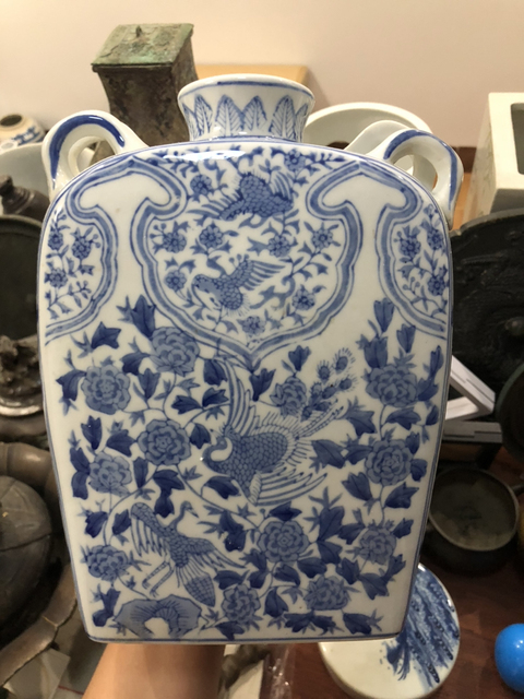 古玩陶瓷鳳凰鳥青花扁壺拍賣，當(dāng)前價(jià)格1200元