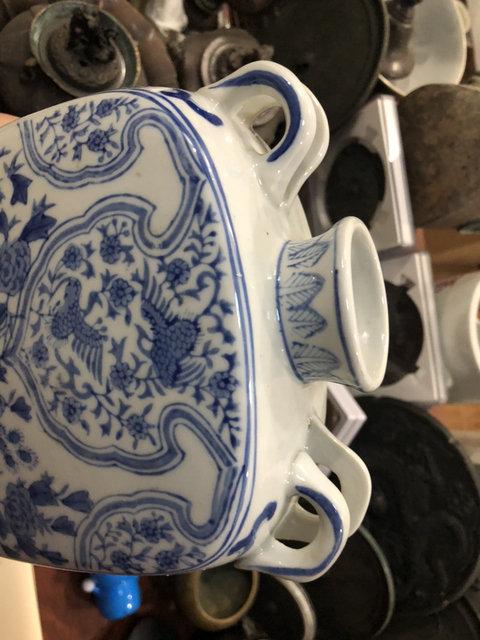 古玩陶瓷鳳凰鳥青花扁壺拍賣，當(dāng)前價(jià)格1200元