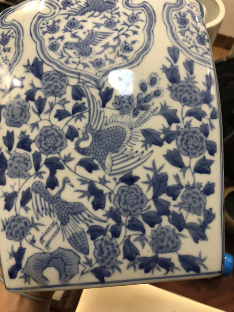 古玩陶瓷鳳凰鳥青花扁壺拍賣，當(dāng)前價(jià)格1200元