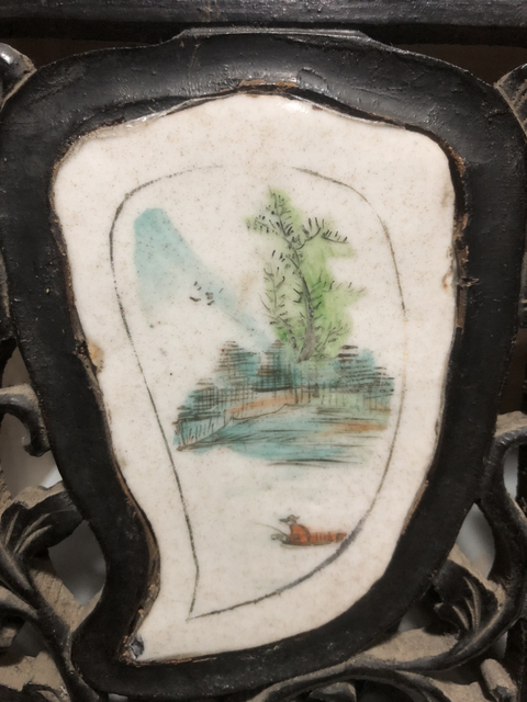 古玩陶瓷民國山水紋瓷板畫一對拍賣，當前價格600元