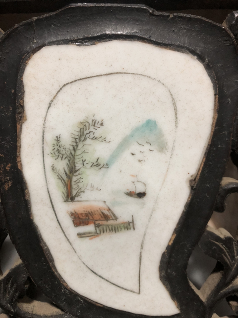 古玩陶瓷民國山水紋瓷板畫一對拍賣，當前價格600元