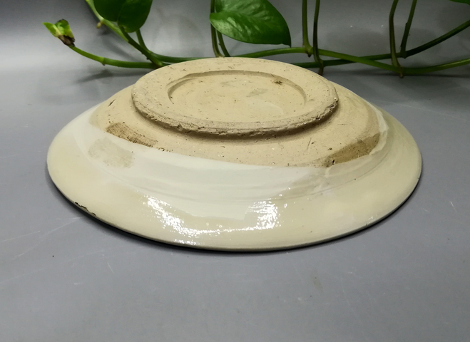 古玩陶瓷元明磁州窯白底褐花盤拍賣，當前價格800元