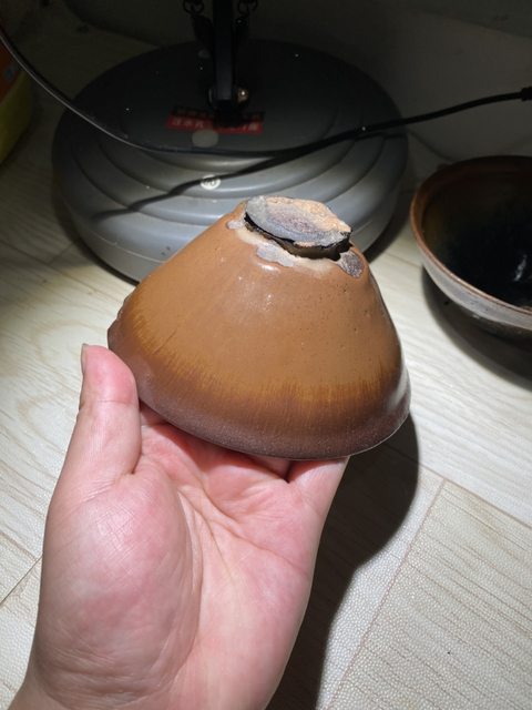 古玩陶瓷柿紅釉建窯盞拍賣，當前價格6800元