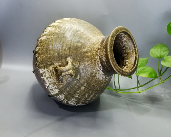 古玩陶瓷秦漢·青釉繩紋雙耳瓶拍賣,當前價格1200元