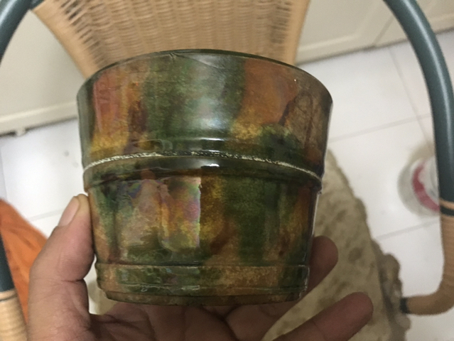 古玩陶瓷民國(guó).虎皮三彩蔗節(jié)罐拍賣，當(dāng)前價(jià)格1600元