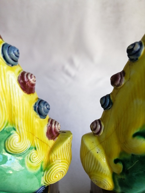 古玩陶瓷獅子塑像一對拍賣,當前價格1580元