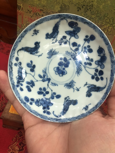 古玩陶瓷清康熙青花花卉紋瓜棱斗雞盤拍賣,當前價格1500元