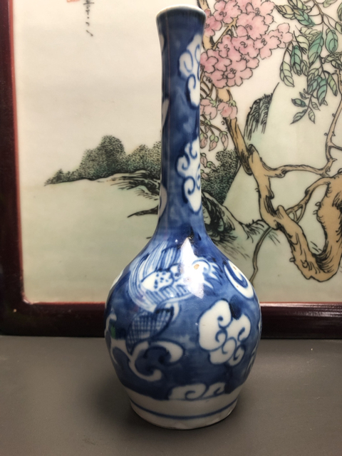 古玩陶瓷清中晚青花瓶拍賣，當前價格1280元
