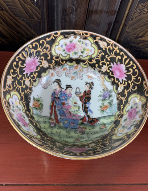 古玩陶瓷乾隆年制款彩繪花卉人物紋碗拍賣，當前價格480元