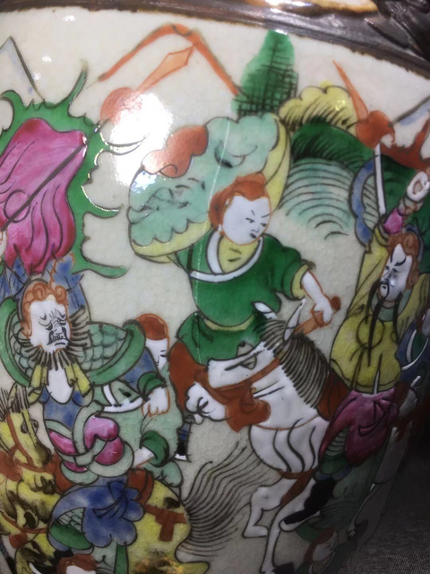 古玩陶瓷晚清粉彩刀馬人物大瓶處理拍賣,當前價格3880元