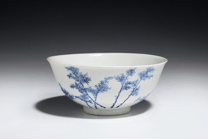 古玩陶瓷民國·藍(lán)料彩竹葉紋碗拍賣，當(dāng)前價(jià)格4699元