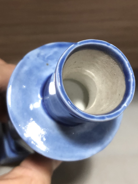 古玩陶瓷民國藍釉燈臺拍賣，當前價格899元
