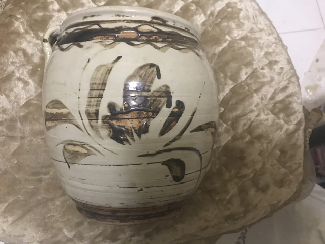 古玩陶瓷明末?褐彩詩文四系罐拍賣，當前價格1680元