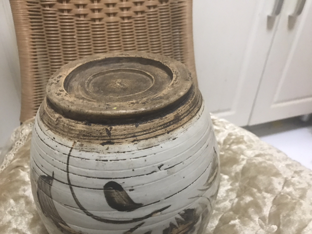 古玩陶瓷明末?褐彩詩文四系罐拍賣，當前價格1680元