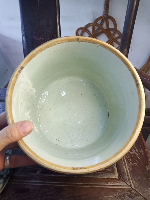 古玩陶瓷青花留白梅紋大蓋缸拍賣，當前價格6000元