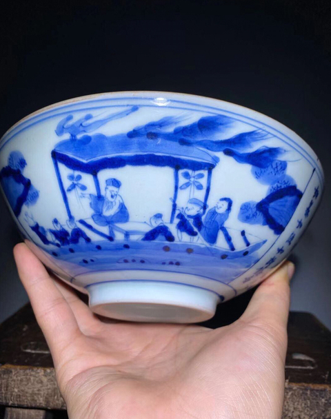 古玩陶瓷(已保真帶證書)赤壁賦青花大碗拍賣,當前價格12888元