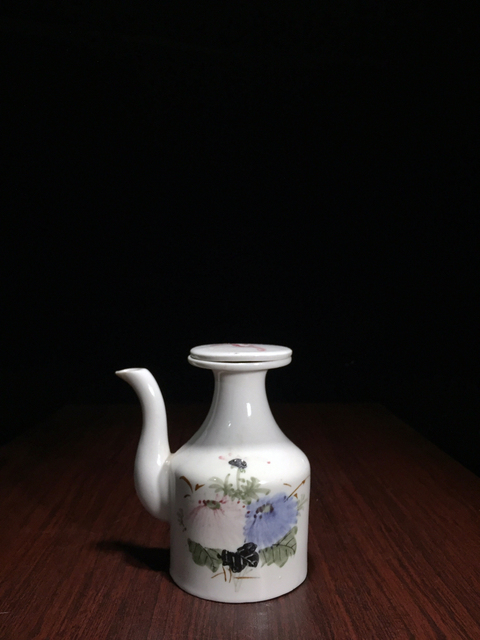 古玩陶瓷民國花卉紋油壺拍賣，當前價格699元