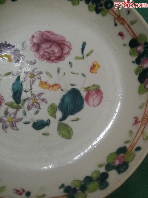 古玩陶瓷花卉紋彩繪盤拍賣,當前價格880元