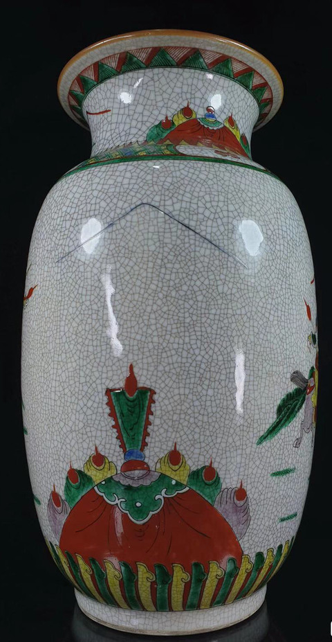 古玩陶瓷哥釉五彩刀馬人燈籠瓶拍賣，當前價格16888元