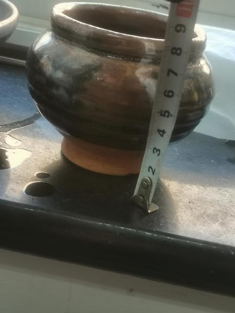 古玩陶瓷元代早期山西窯口窯變醬釉小罐，比圖片漂亮，有條紋拍賣，當前價格466元