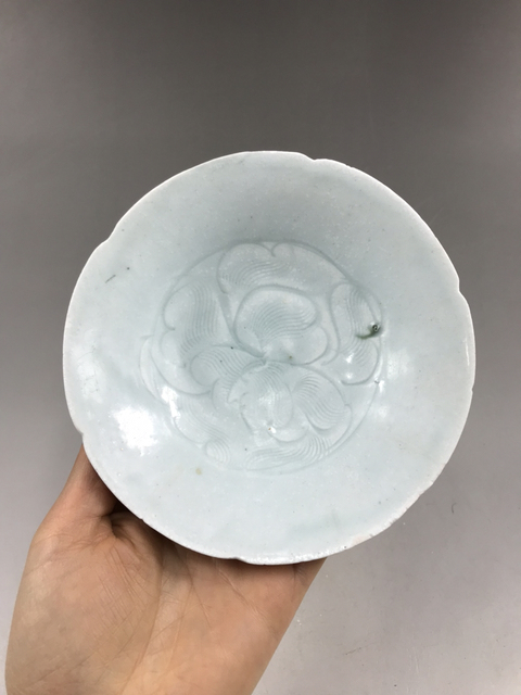 古玩陶瓷南宋湖田窯刻牡丹花六缺筆洗拍賣，當前價格2200元