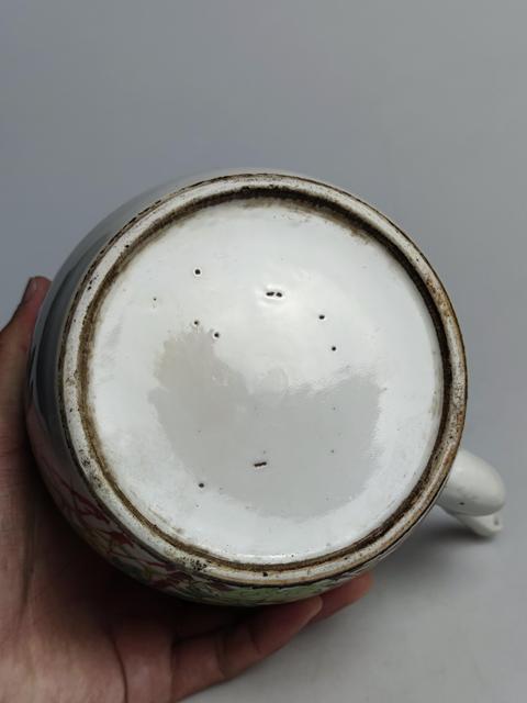 古玩陶瓷民國淺絳彩花鳥紋提梁壺拍賣,當前價格255元